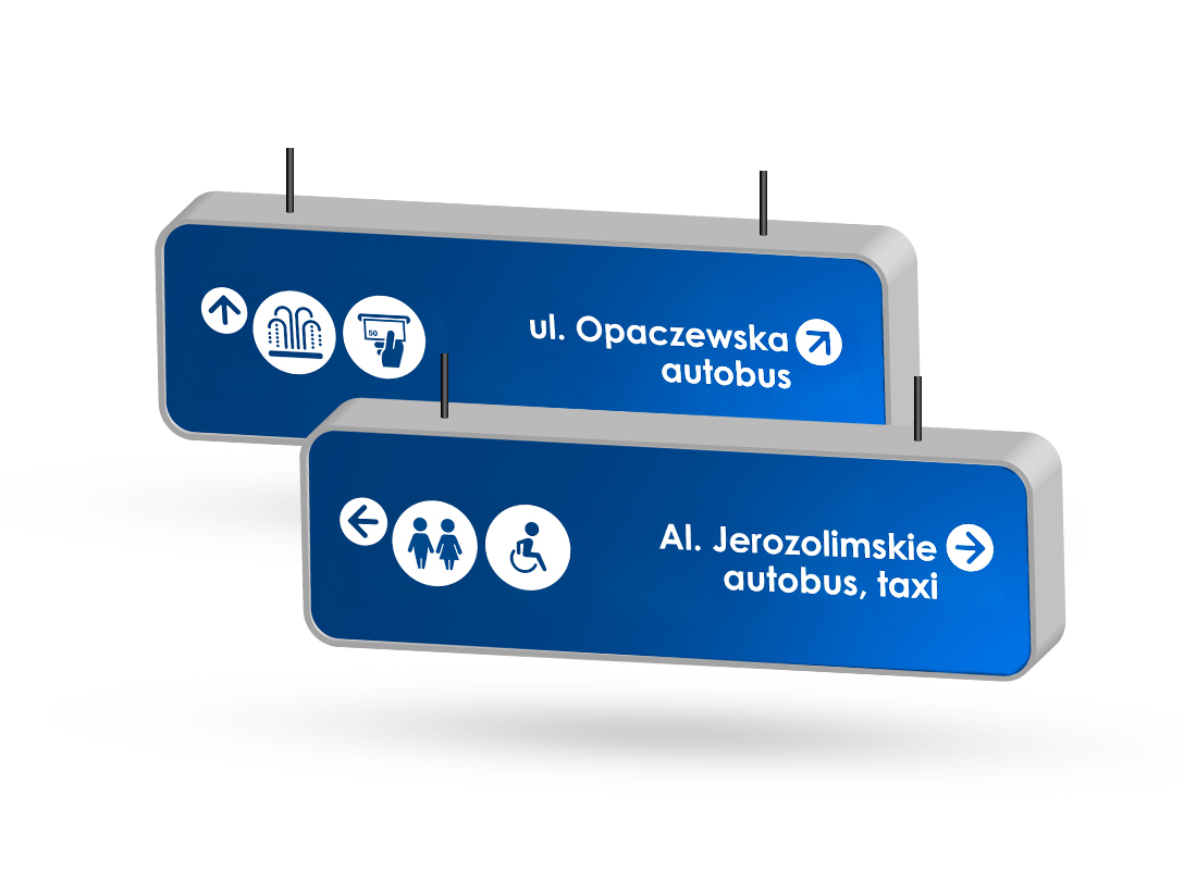 oznakowanie budynków, centr handlowych, lotnisk, biur